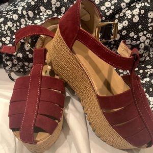 Burgundy Summer Wedges
